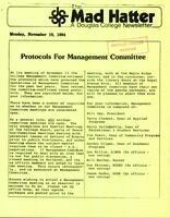 The Mad Hatter:  a Douglas Newsletter, November 19, 1984
