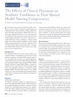 The effects of clinical placement on students' confidence in their mental health nursing competencies