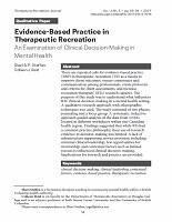 Evidence-based practice in Therapeutic Recreation : An examination of clinical decision-making in mental health