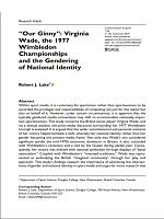 “Our Ginny”: Virginia Wade, the 1977 Wimbledon championships and the gendering of national identity