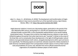 The development and transformation of Anglo-American relations in lawn tennis around the turn of the twentieth century
