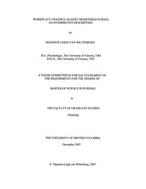 Workplace violence against registered nurses: An interpretive description