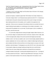 Teach first, research questions later: Understanding the role of the college teacher-scholar for “The spectrum of the professoriate and the rise of the teaching stream”