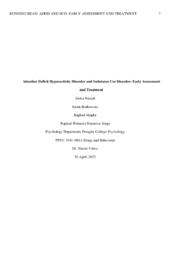 Attention Deficit Hyperactivity Disorder and Substance Use Disorder: Early assessment and treatment