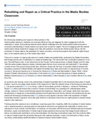 Rebuilding and repair as a critical practice in the Media Studies classroom