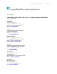 Chat transcripts in the context of the COVID-19 pandemic: Analysis of chats from the AskAway consortia