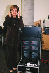 Gail Freeman With Infrared Assistive Listening System