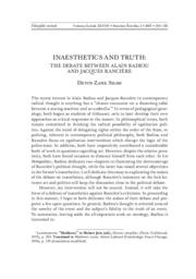 Inaesthetics and truth: The debate between Alain Badiou and Jacques Rancière