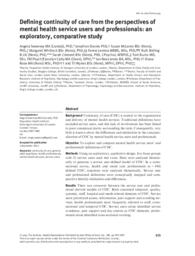 Defining continuity of care from the perspectives of mental health service users and professionals: an exploratory, comparative study