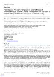 Patients’ and providers’ perspectives on and needs of telemonitoring to support clinical management and self-care of people at high risk for preeclampsia: Qualitative study