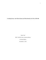 A unifying enemy: Anti-Chinese racism and white identity in the West, 1850-1900