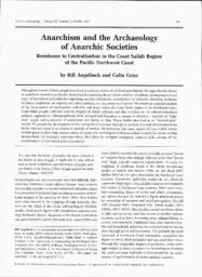 Anarchism and the archaeology of anarchic societies:  Resistance to centralization in the Coast Salish Region of the Pacific Northwest Coast