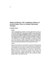 Student archivistics: The contribution of Master of Archival Studies theses to archival professional literature