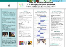 Power and beauty of mathematics in an Astronomy for Liberal Arts majors and an introduction to computers course