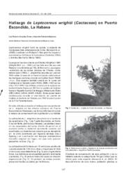 Hallazgo de Leptocereus wrightii (Cactaceae) en Puerto Escondido, La Habana