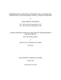 Tempered radicals and porous boundaries: The challenges and complexities of anti-harassment work in Canadian universities