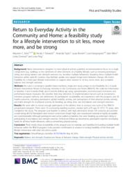 Return to everyday activity in the community and home: A feasibility study for a lifestyle intervention to sit less, move more, and be strong