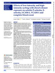 Effects of low-intensity and high-intensity cycling with diesel exhaust exposure on soluble P-selectin, E-selectin, I-CAM-1, VCAM-1 and complete blood count