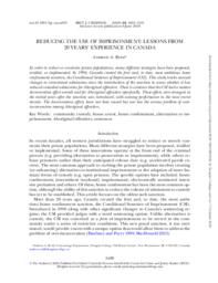 Reducing the use of imprisonment: Lessons from 20 years' experience in Canada