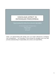 Voice and affect in entangled phenomena: Experimenting with writing voice to promote responsibility
