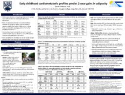 Early childhood cardiometabolic profiles predict 2-year gains in adiposity