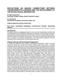 Reflections on making connections between transformative learning and the development of the Sociological imagination