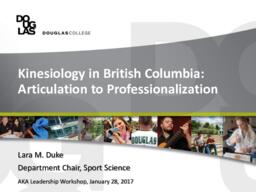 Kinesiology in British Columbia:  articulation to professionalism