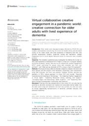 Virtual collaborative creative engagement in a pandemic world: Creative connection for older adults with lived experience of dementia