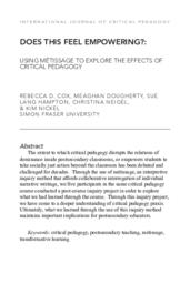Does this feel empowering? Using métissage to explore the effects of critical pedagogy
