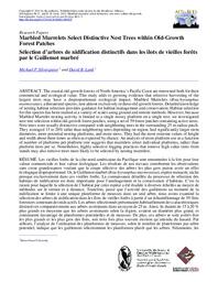 Marbled murrelets select distinctive nest trees within old-growth forest patches