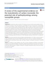 A review of the experimental evidence on the toxicokinetics of carbon monoxide: the potential role of pathophysiology among susceptible groups