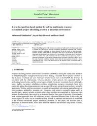A genetic algorithm-based method for solving multi-mode resource-constrained project scheduling problem in uncertain environment