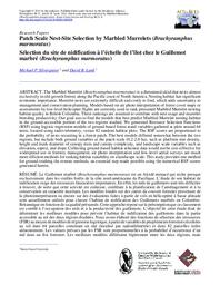 Patch scale nest-site selection by Marbled Murrelets (Brachyramphus marmoratus)