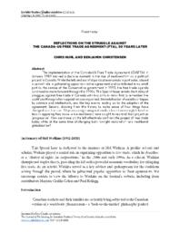Reflections on the struggle against the Canada-US Free Trade Agreement (TFA), 30 years later