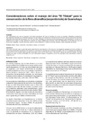 Consideraciones sobre el manejo del área "El Tibisial" para la conservación de la flora ultramáfica (serpentinícola) de Guamuhaya