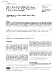 "A two glass of wine shift":  Dominant discourses and the social organization of nurses' substance use