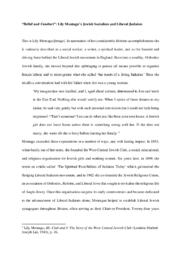 'Belief and Conduct': Lily Montagu’s Jewish Socialism and Liberal Judaism