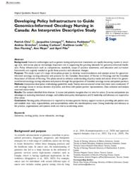 Developing policy infrastructure to guide genomics-informed oncology nursing in Canada: An interpretive descriptive study