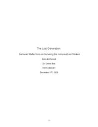 The lost generation:  Survivors’ reflections on surviving the Holocaust as children
